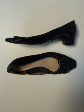 La Scarpa Black Leather Knot Pumps Low Heel Size
